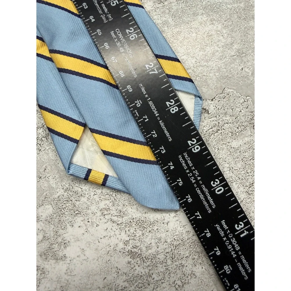 Brooks Brothers Silk Tie Mens OS Light Blue Yellow Striped Makers USA
